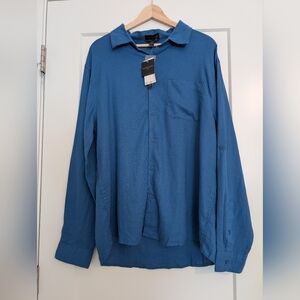 Magaschoni Men's Dress Shirt Size Large Blue New